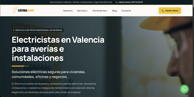 Web de Eléctrica Levante, proyecto con arquitectura de servicios y SEO local